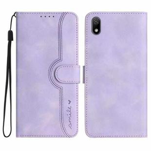 For Huawei Y5 2019 Heart Pattern Skin Feel Leather Phone Case(Purple)
