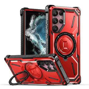 For Samsung Galaxy S22 Ultra 5G Armor Series Holder Phone Case(Red)