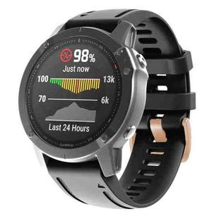 For Garmin Fenix 7S / 6S Pro / 5S Plus 20mm Rose Gold Buckle Silicone Watch Band(Black)