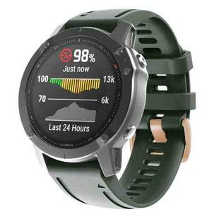 For Garmin Fenix 7S / 6S Pro / 5S Plus 20mm Rose Gold Buckle Silicone Watch Band(Army Green)