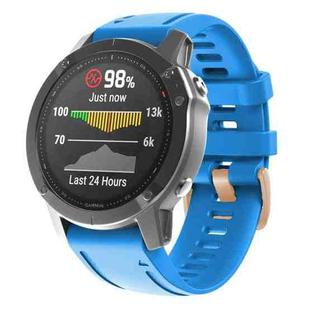 For Garmin Fenix 7S / 6S Pro / 5S Plus 20mm Rose Gold Buckle Silicone Watch Band(Sky Blue)