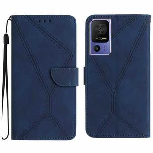 For TCL 40 SE Stitching Embossed Leather Phone Case(Blue)