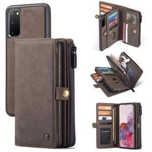 For Samsung Galaxy S20 CaseMe 018 Detachable Multi-functional Horizontal Flip Leather Case, with Card Slot & Holder & Zipper Wallet & Photo Frame(Brown)