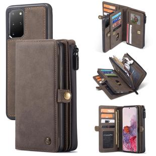 For Samsung Galaxy S20+ CaseMe 018 Detachable Multi-functional Horizontal Flip Leather Case, with Card Slot & Holder & Zipper Wallet & Photo Frame(Brown)