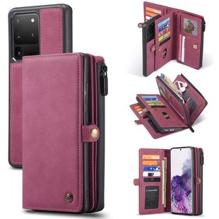 For Samsung Galaxy S20 Ultra CaseMe 018 Detachable Multi-functional Horizontal Flip Leather Case, with Card Slot & Holder & Zipper Wallet & Photo Frame(Red)