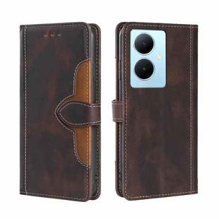 For vivo Y78 Plus 5G Skin Feel Magnetic Buckle Leather Phone Case(Brown)