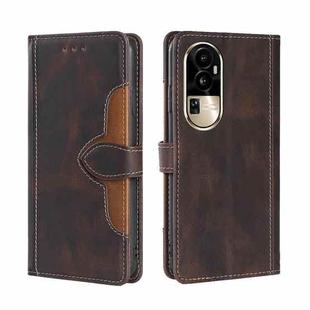 For OPPO Reno10 Pro 5G Skin Feel Magnetic Buckle Leather Phone Case(Brown)