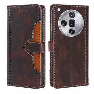 For OPPO Find X7 Ultra 5G Skin Feel Magnetic Buckle Leather Phone Case(Brown)