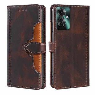 For OPPO Reno11 F 5G Skin Feel Magnetic Buckle Leather Phone Case(Brown)