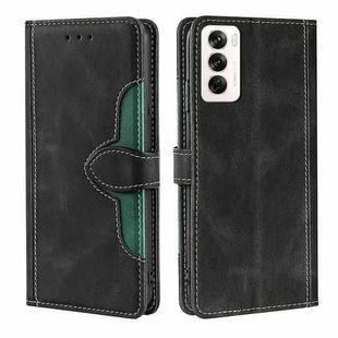 For OPPO Reno12 5G Global Skin Feel Magnetic Buckle Leather Phone Case(Black)