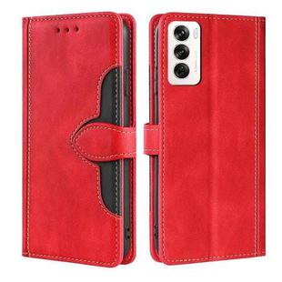 For OPPO Reno12 5G Global Skin Feel Magnetic Buckle Leather Phone Case(Red)