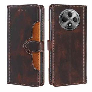 For OPPO Reno12 F 5G Skin Feel Magnetic Buckle Leather Phone Case(Brown)