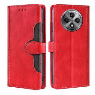 For OPPO Reno12 F 5G Skin Feel Magnetic Buckle Leather Phone Case(Red)