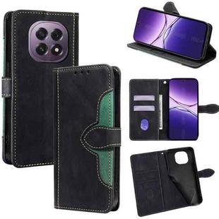 For OPPO A5 5G 2025 Global Skin Feel Magnetic Buckle Leather Phone Case(Black)