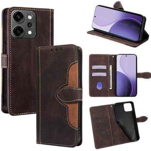 For OPPO Reno14 Pro 5G Global Skin Feel Magnetic Buckle Leather Phone Case(Brown)