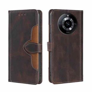 For Realme 11 5G Skin Feel Magnetic Buckle Leather Phone Case(Brown)