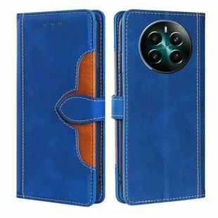 For Realme 12+ 5G Skin Feel Magnetic Buckle Leather Phone Case(Blue)