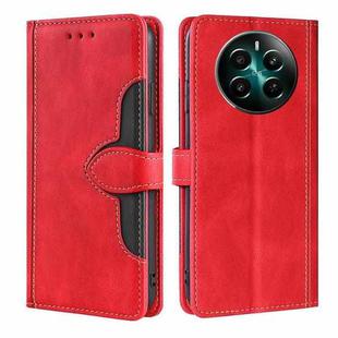For Realme 12+ 5G Skin Feel Magnetic Buckle Leather Phone Case(Red)