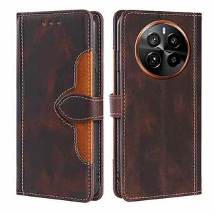 For Realme GT5 Pro 5G Skin Feel Magnetic Buckle Leather Phone Case(Brown)