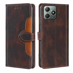 For Realme C61 4G Skin Feel Magnetic Buckle Leather Phone Case(Brown)