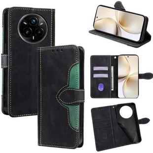 For Realme 14 Pro+ 5G Skin Feel Magnetic Buckle Leather Phone Case(Black)