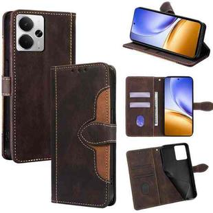 For Realme 14 5G Global Skin Feel Magnetic Buckle Leather Phone Case(Brown)