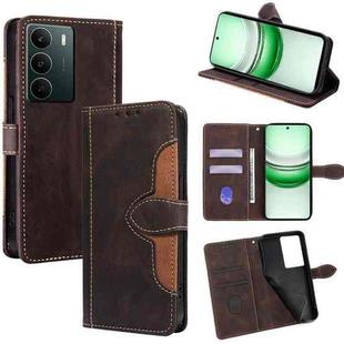 For Realme C71 4G Skin Feel Magnetic Buckle Leather Phone Case(Brown)