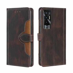 For Tecno Pova 5G Skin Feel Magnetic Buckle Leather Phone Case(Brown)