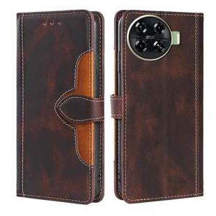 For Tecno Spark 20 Pro+ 4G Skin Feel Magnetic Buckle Leather Phone Case(Brown)