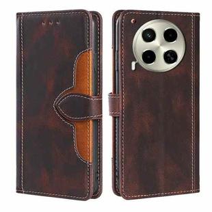 For Tecno Camon 30 Skin Feel Magnetic Buckle Leather Phone Case(Brown)