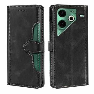 For Tecno Pova 6 Neo 4G Skin Feel Magnetic Buckle Leather Phone Case(Black)