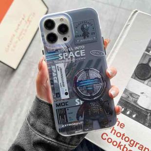 For iPhone 14 Plus Dual-side IMD Astronaut Frosted Phone Case(Blue Grey)