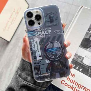 For iPhone 14 Pro Max Dual-side IMD Astronaut Frosted Phone Case(Blue Grey)