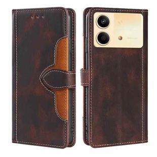 For Xiaomi Redmi Note 13R Pro 5G Skin Feel Magnetic Buckle Leather Phone Case(Brown)