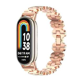For Xiaomi Mi Band 8 Mijobs Bone Chain Stainless Steel Watch Band(Rose Gold)