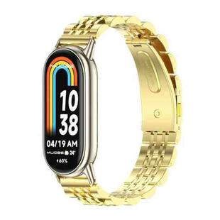 For Xiaomi Mi Band 8 Mijobs Seven Bead Stainless Steel Watch Band(Gold+Light Gold)