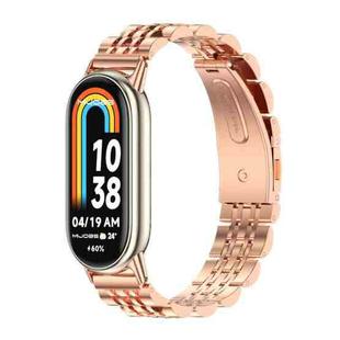 For Xiaomi Mi Band 8 Mijobs Seven Bead Stainless Steel Watch Band(Rose Gold)