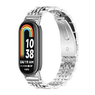 For Xiaomi Mi Band 8 Mijobs Seven Bead Stainless Steel Watch Band(Silver)