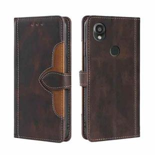 For Kyocera Digno SX3-KYG02 Skin Feel Magnetic Buckle Leather Phone Case(Brown)