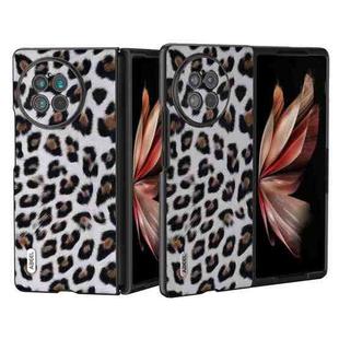 For vivo X Fold2 ABEEL Black Edge Leopard Phone Case(Silver Leopard)
