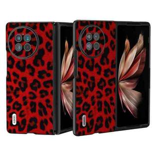 For vivo X Fold2 ABEEL Black Edge Leopard Phone Case(Red Leopard)