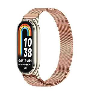 For Xiaomi Mi Band 8 Mijobs Milan Magnetic Metal Stainless Steel Watch Band(Rose Gold+Light Gold)