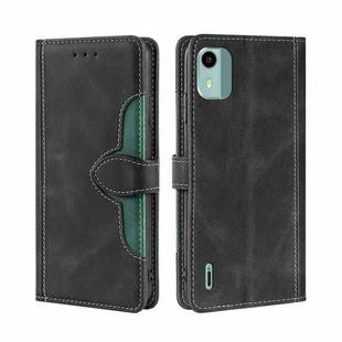 For Nokia C12 Skin Feel Magnetic Buckle Leather Phone Case(Black)