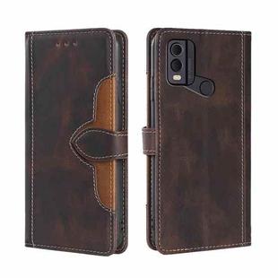 For Nokia C22 Skin Feel Magnetic Buckle Leather Phone Case(Brown)