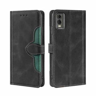 For Nokia C32 Skin Feel Magnetic Buckle Leather Phone Case(Black)