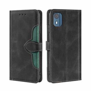 For Nokia C02 TA-1522 Skin Feel Magnetic Buckle Leather Phone Case(Black)