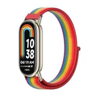 For Xiaomi Mi Band 8 / 9 / 9 NFC Mijobs Breathable Nylon Loop Watch Band(Rainbow Light Gold)