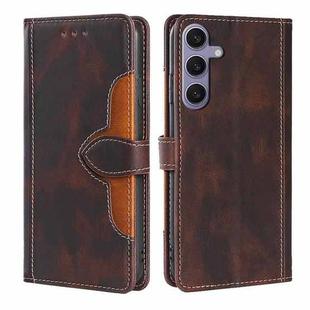 For Samsung Galaxy S24+ 5G Skin Feel Magnetic Buckle Leather Phone Case(Brown)
