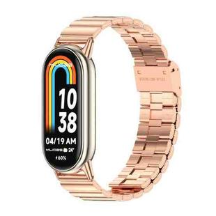 For Xiaomi Mi Band 8 Mijobs Bamboo Buckle Stainless Steel Watch Band(Rose Gold)