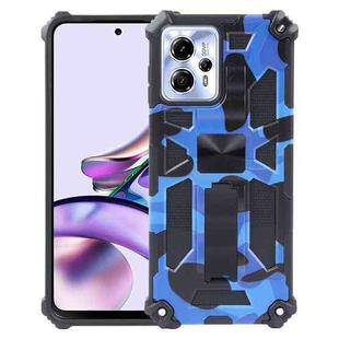 For Motorola Moto G13 / G23 4G/ G53 5G Camouflage Armor Kickstand TPU + PC Magnetic Phone Case(Dark Blue)